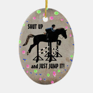 Schließen Sie und springen Sie es einfach Pferd Keramik Ornament
