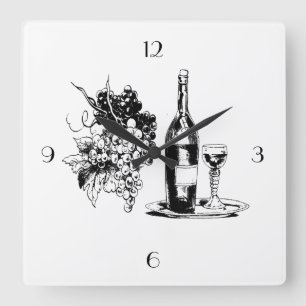 SCHLIESSEN SIE WEIN-WANDUHR AB QUADRATISCHE WANDUHR
