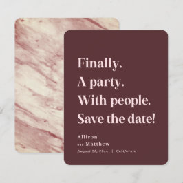 Schließlich ein Party Simple Text Marsala Minimali Save The Date