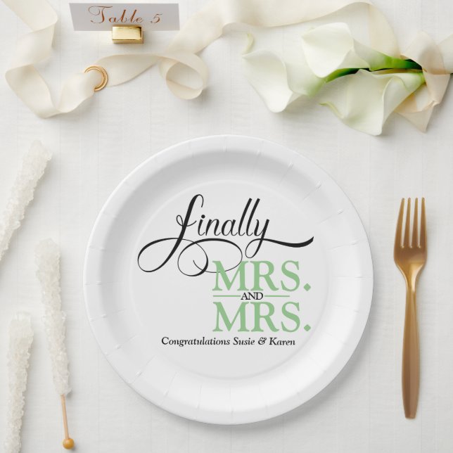 Schließlich Frau und Frau Wedding Empfang Pappteller (Hochzeit)