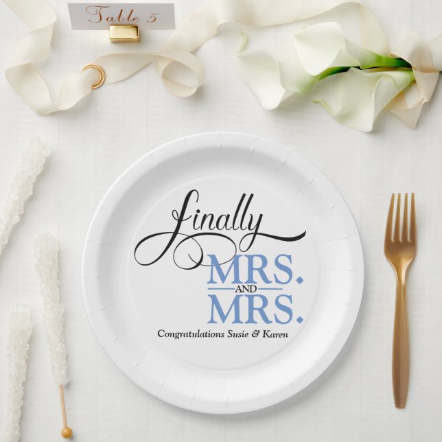 Schließlich Frau und Frau Wedding Empfang Pappteller (Hochzeit)