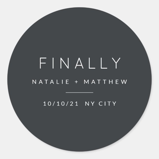 Schließlich Save the Date Runder Aufkleber (Vorderseite)