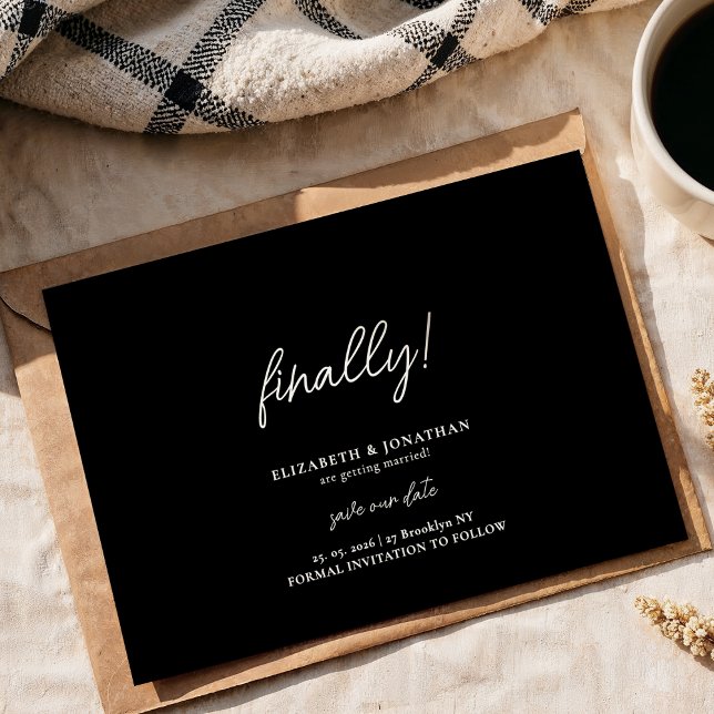 Schließlich Script Chic Black Wedding speichern Si Save The Date (Von Creator hochgeladen)