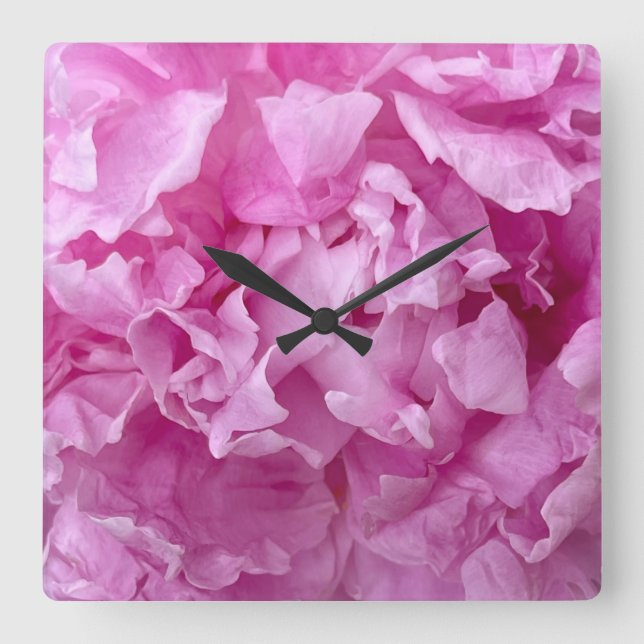 Schließung von rosafarbenen Pfannenbäumen Quadratische Wanduhr (Vorderseite)