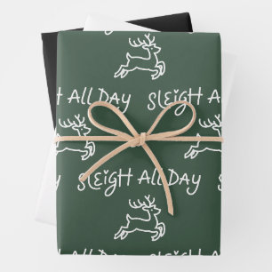 Schlitten fahren den ganzen Tag Lustige Weihnachts Geschenkpapier Set
