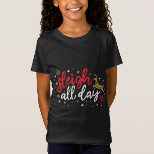 Schlitten fahren den ganzen Tag Rentiere Lustig Sü T-Shirt
