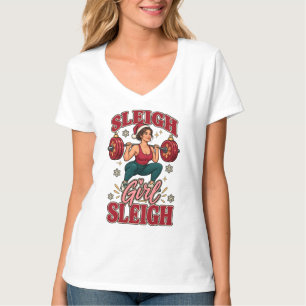 Schlitten Mädchen Schlitten Weihnachten Gewichtheb T-Shirt