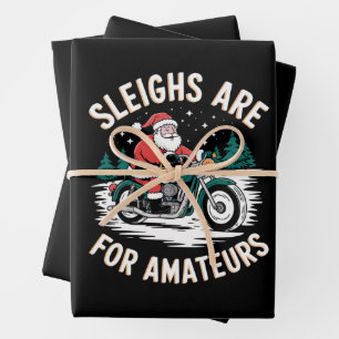 Schlitten sind für Amateure Weihnachten Motorrad B Geschenkpapier Set