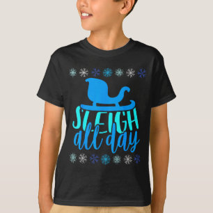 Schlitten Tag Schnee Spaß Schlittenfahrt mit Pferd T-Shirt
