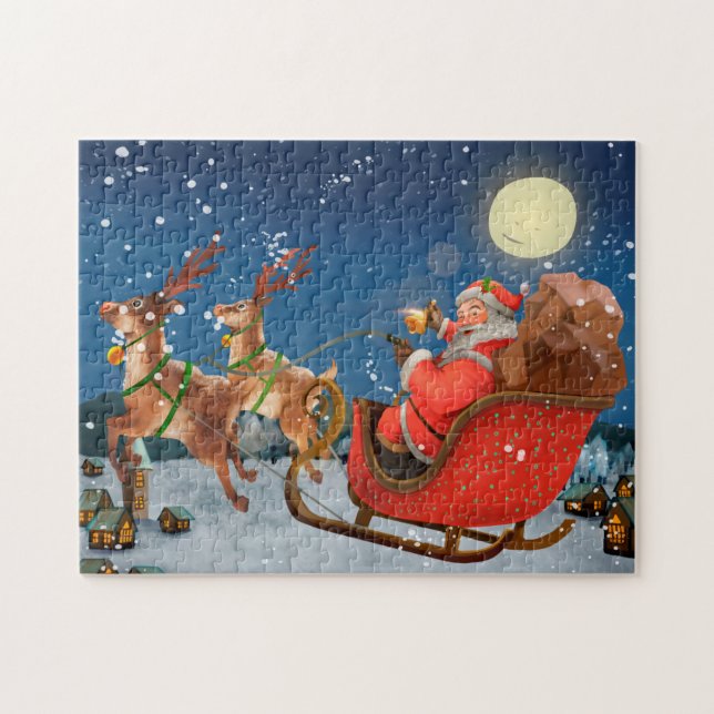 Schlitten und Rentier des Weihnachtsmanns (Horizontal)