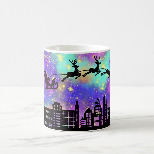 Schlitten und Rentier des Weihnachtsmanns fliegen  Kaffeetasse (Mittel)