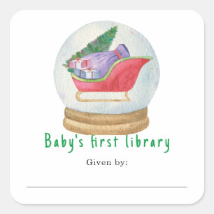 Schlitten vom Weihnachtsmann - Baby's erste Biblio Quadratischer Aufkleber