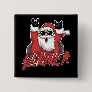 Schlittenfahrender Weihnachtsmann Metal Weihnachte Button