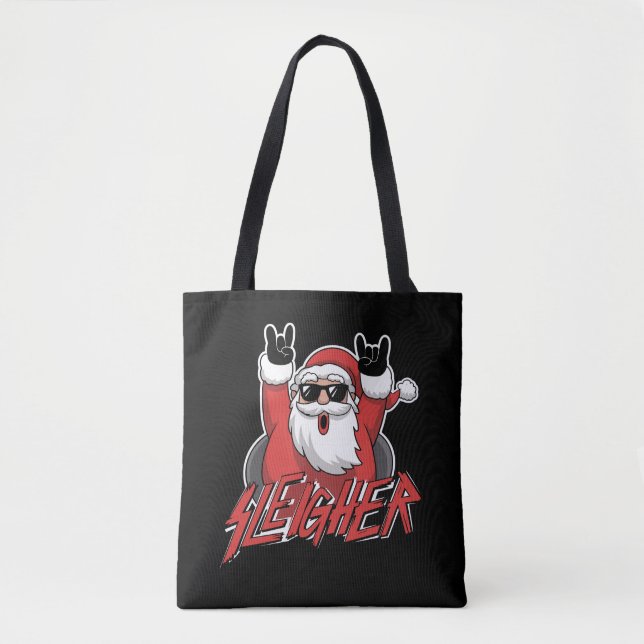 Schlittenfahrer Weihnachtsmann Metall Weihnachten  Tasche (Vorderseite)
