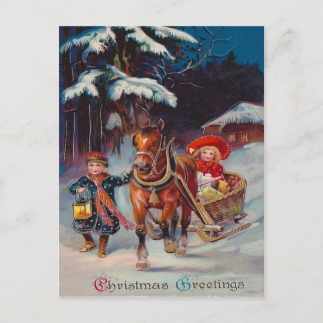 Schlittenfahrt Postkarte (Vorderseite)