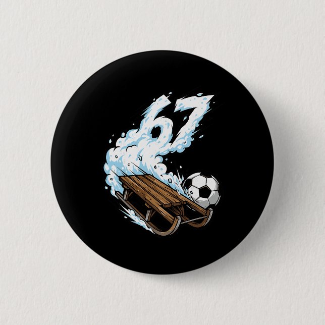 Schlittenfußball 67 Schnee Geschwindigkeit Lustige Button (Vorderseite)