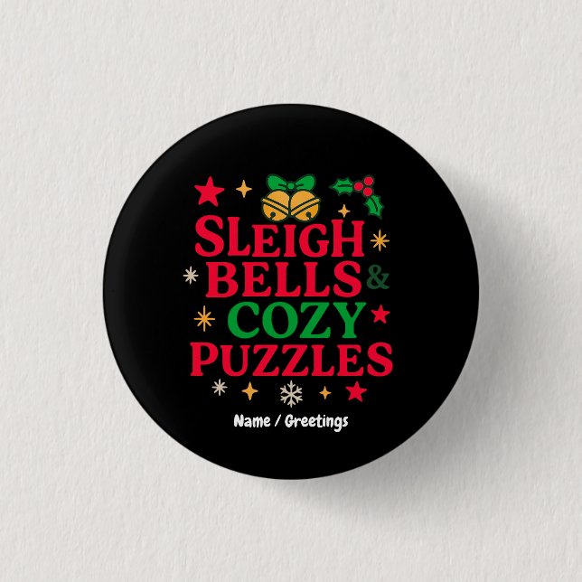 Schlittenklingeln und gemütliche Puzzles Festives  Button (Vorderseite)