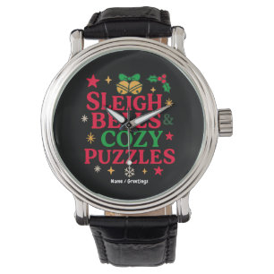 Schlittenklingeln und gemütliche Puzzles Festliche Armbanduhr