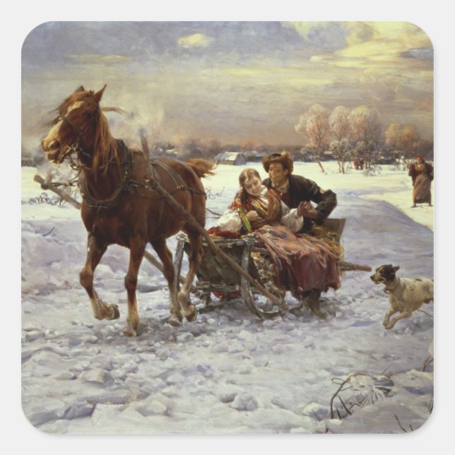 Schlittenliebhaber Quadratischer Aufkleber (Vorderseite)