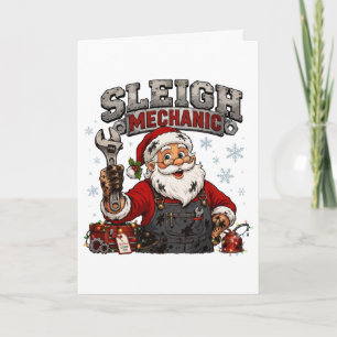 Schlittenmechaniker Lustiges Weihnachten Santa Karte