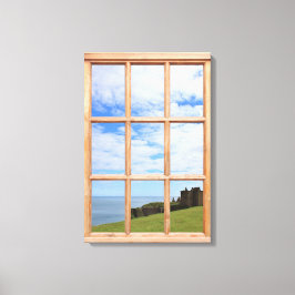 Schloss am Meer 3D-Effekt Fenster Ansicht Leinwanddruck