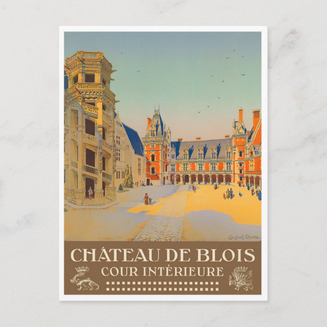 Schloss Blois Frankreich Jahrgang Reise Postkarte (Vorderseite)