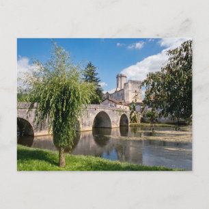 Schloss Bourdeilles und Steinbrücke, Frankreich Postkarte