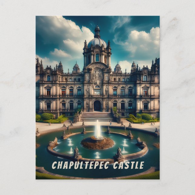 Schloss Chapultepec Mexiko Vintage Reise Postkarte (Vorderseite)
