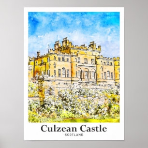 Schloss Culzean Schottland Reise Aquarell Poster