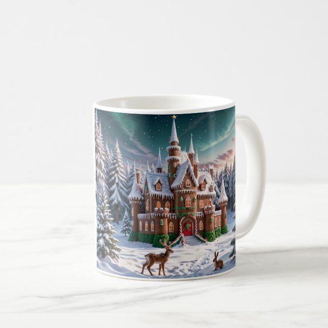Schloss Gingerbread aus dem Weihnachtswald Kaffeetasse (VorderseiteRechts)
