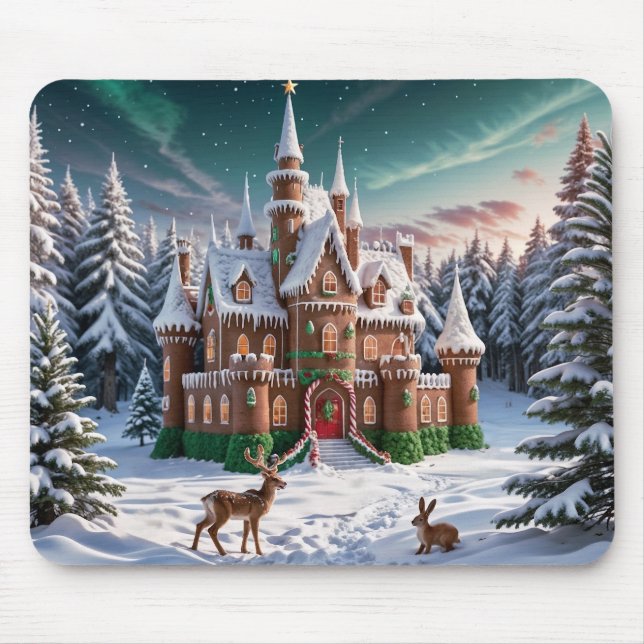Schloss Gingerbread aus dem Weihnachtswald Mousepad (Vorne)