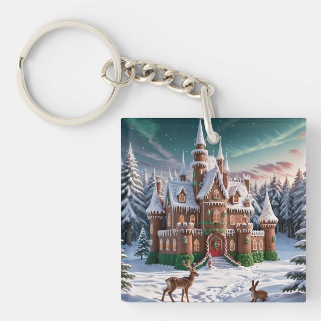Schloss Gingerbread aus dem Weihnachtswald Schlüsselanhänger (Vorderseite)
