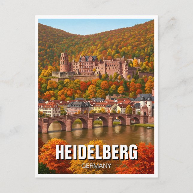 Schloss Heidelberg Deutschland Herbstreise Postkarte (Vorderseite)
