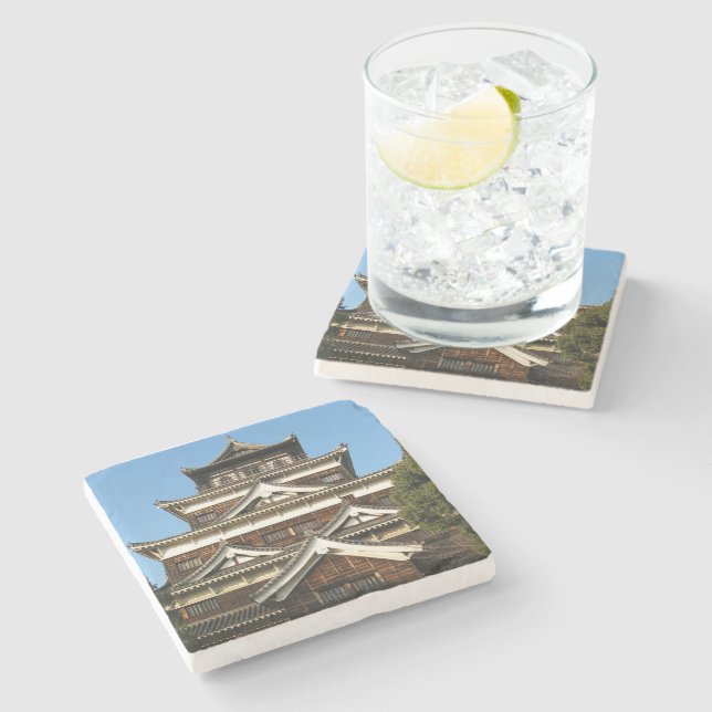 Schloss Hiroshima 広 島 城, Hiroshima, Japan Steinuntersetzer (Seitenansicht)