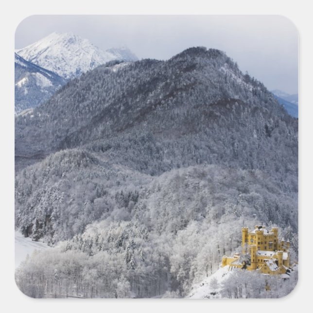 Schloss Hohenschwangau Quadratischer Aufkleber (Vorderseite)