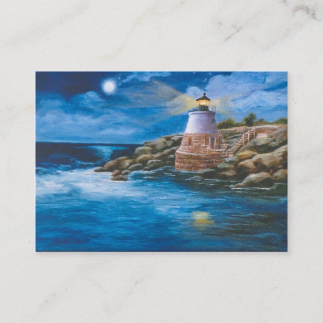 Schloss-Hügel-Leuchtturm-Kunst-Karte Visitenkarte (Vorderseite)