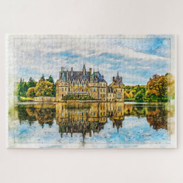 Schloss in der Reflektion des Herbstes. Frankreich