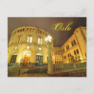 Schloss in Oslo, Norwegen am Abend Postkarte