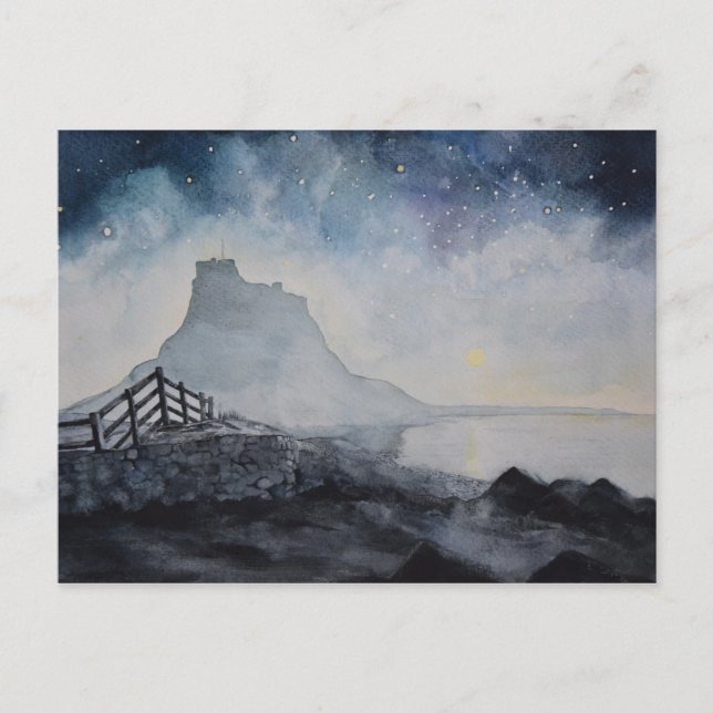 Schloss Lindisfarne von Moonlight.JPG Postkarte (Vorderseite)