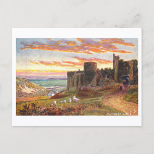Schloss Manorbier, Wales, im Stil der Vergangenhei Postkarte