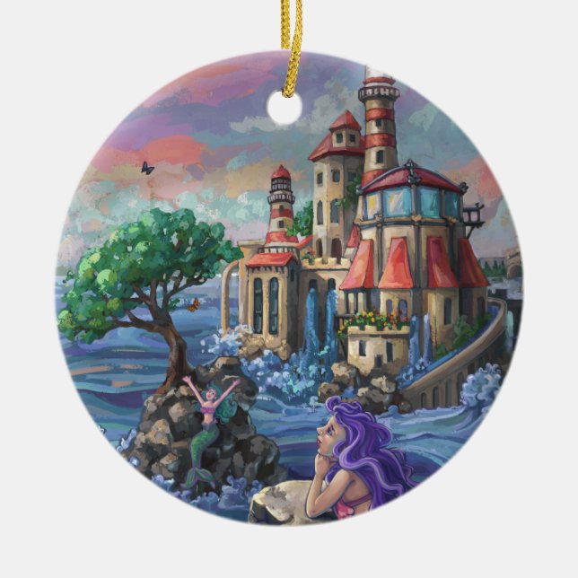 Schloss Mermaid Keramik Ornament (Vorne)