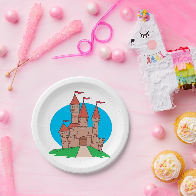 Schloss mit Flaggen Pappteller (Von Creator hochgeladen)