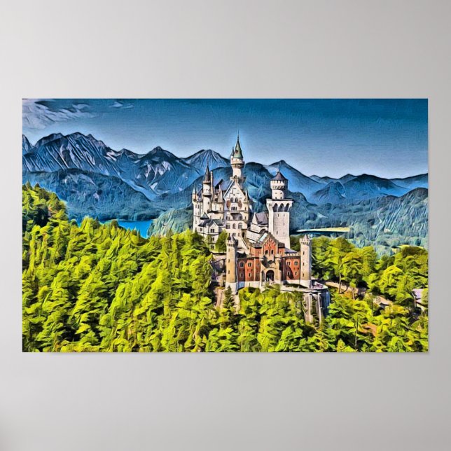 Schloss Neuschwanstein Bayern Deutschland Poster (Vorne)