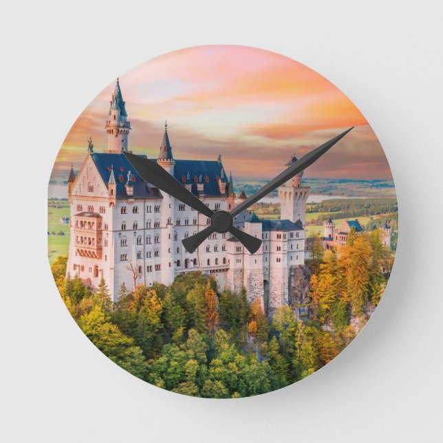 Schloss Neuschwanstein Bayern Runde Wanduhr (Vorderseite)