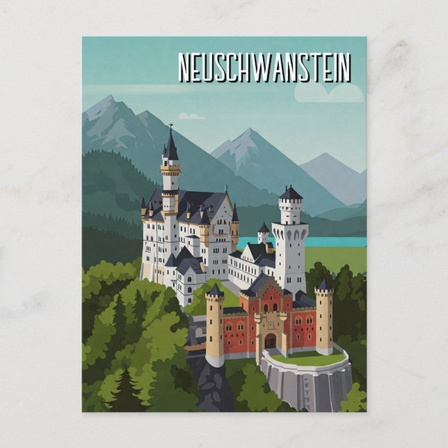 Schloss Neuschwanstein Deutschland Reisen Abstrakt Postkarte (Vorderseite)