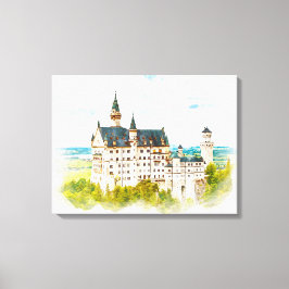 Schloss Neuschwanstein Deutschland Wasserfarbenes  Leinwanddruck