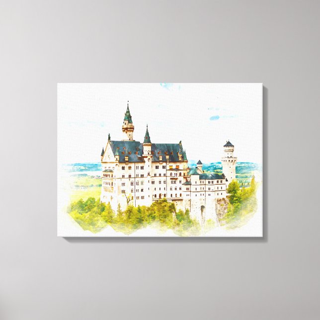 Schloss Neuschwanstein Deutschland Wasserfarbenes  Leinwanddruck (Vorderseite)