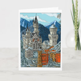 Schloss Neuschwanstein - Farbe - Grußkarte Feiertagskarte