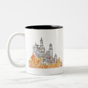 Schloss Neuschwanstein Farbe und Wasserfarbe Zweifarbige Tasse