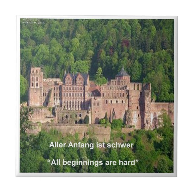 Schloss Neuschwanstein Frankfurt & deutsches Zitat Fliese (Vorderseite)